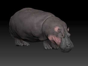 Nilpferd zbrush Tiere hippopotamus Modell scuplture trackmania 3d print model - Mito3D