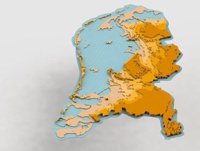 holanda - inundada edifícios e estruturas dijken dique o desastre elevação inundação a altura hoogtekaart maquete modelo nederland países baixos polder seetheworld topografia 3d print model - Mito3D