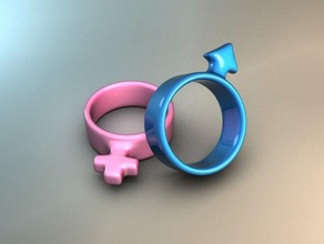 his hers rings gender symbol 3d print model - Mito3D