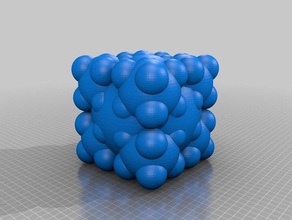 sich überschneidender Sphären Mathe-Kunst atom atomic box Zelle die zelluläre cube drop extreme fraktal Kreuzung sphere teardrop 3d print model - Mito3D