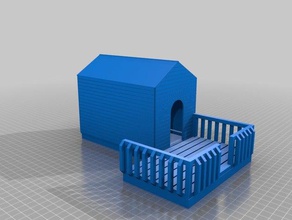 buildable dog house v3 w porch side paneling pets doghouse pet puppy 3d print model - Mito3D