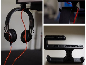 headphone table mount desk earphone headphones hanger holder hook 3d print model - Mito3D
