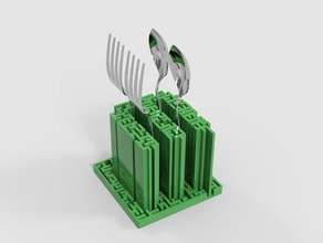 labirinto design stoviglie stand cucina & sala da pranzo countertopchallenge forcelle coltelli cucchiai articoli per la tavola 3d print model - Mito3D