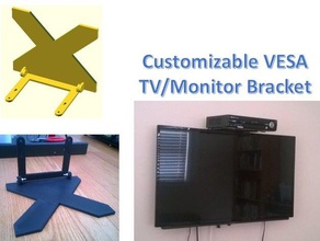 customizable vesa bracket computer customizer monitor mount openscad tv 3d print model - Mito3D