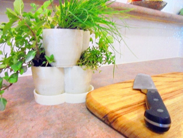 parametric stackable sub-irrigating plant pot & dish countertopchallenge customized customizer garden herb irrigation self watering sub 3D print model - Mito3D