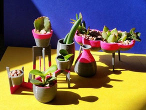 mini planter set decor cloud garden miniature 3d print model - Mito3D