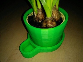 flowerpot small reservoir household pot 3d print model - Mito3D