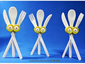 minions eyes-cutlery set kitchen & dining countertopchallenge cutlery eyes spoon 3d print model - Mito3D
