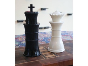 king & queen chess piece pepper salt mills kitchen dining countertopchallenge 3d print model - Mito3D