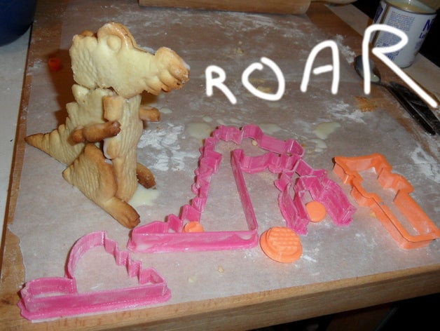 cookynnosaurus rex a los animales cookie cortador de galletas countertopchallenge dino dinosaurio alimentos 3D print model - Mito3D