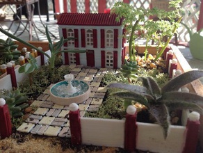 miniature house mediterranean 3 manor outdoor & garden 3d print model - Mito3D
