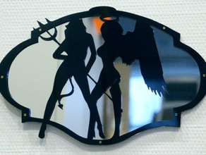 mirror - hell heaven angels laser cut 2d art acrylic angel cutter plexig plexiglass 3d print model - Mito3D