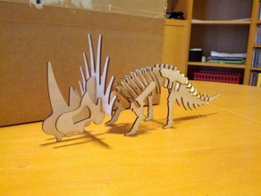 styracosaurus puzzle modello i compagno dinosauro lasercut progetto di scheletro giocattolo 3d print model - Mito3D