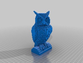 pixelado coruja esculturas 8 bits animais 3d print model - Mito3D