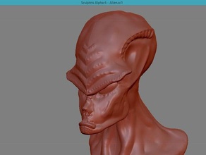alien head sculpt sculptures 3d print model - Mito3D