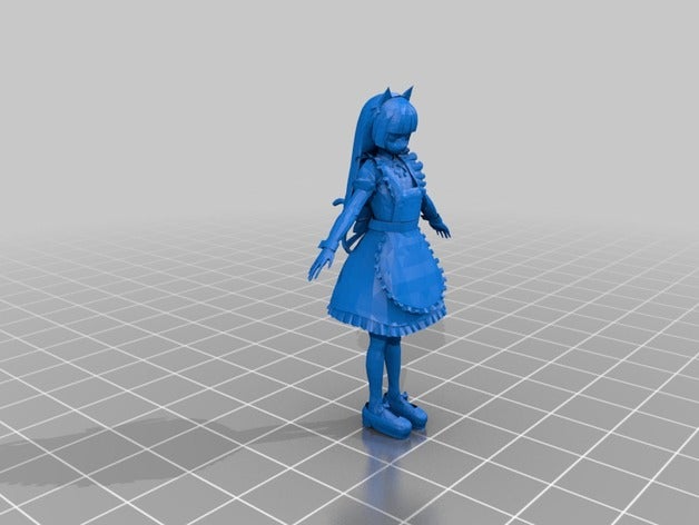 empregada doméstica Arte 2d anime orelhas de gato o personagem traje mangá meido 3D print model - Mito3D