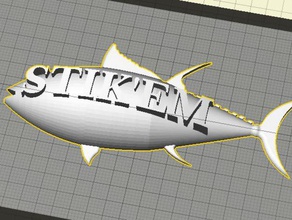 tuna curved boat name countersunk back magnet animals 3d print model - Mito3D