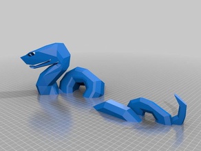 low poly serpent d'eau v11 animaux le monstre de la mer l'eau 3d print model - Mito3D