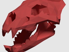 düşük poli aslan kafatası hayvanlar poly 3d print model - Mito3D