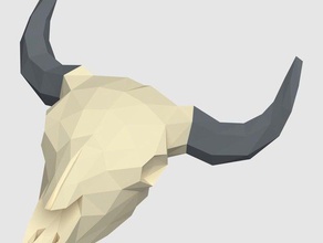 low poly bison skull v2 animals buffalo 3d print model - Mito3D