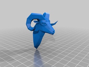 düşük poli ram kafası kupa hayvanlar büyük horn koyun poly 3d print model - Mito3D