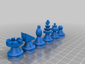 semplice scacchi di scacchiera pezzo degli i pezzi set 3d print model - Mito3D