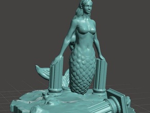 sirène parmi les ruines de forme gâteau créatures 3d print model - Mito3D
