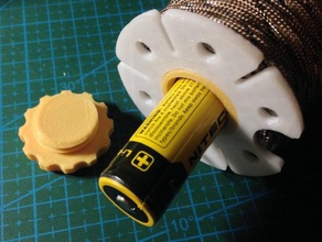 18650 bateria recipiente também paracord de rolo gadgets a ao ar livre corda thread 3d print model - Mito3D