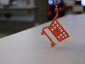 panier de keychain fait Imprimante 3d accessoires caddie cardif cardiflab charriot clab un trousseau clés le shopping d'achat supermarche supermarché trolley 3d print model - Mito3D