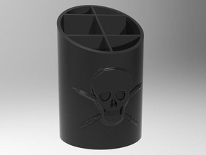 skull office organizer cup desktop holder pen pencil 3d print model - Mito3D