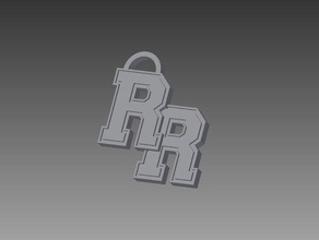 double-r trousseau de clés porte-clés un lettre r les raiders 3d print model - Mito3D