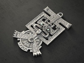 pendentif aztèque bijoux d'argent 3d print model - Mito3D