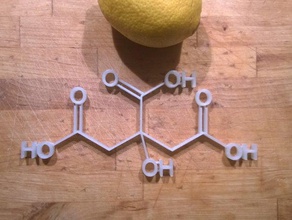 citric acid biology citronensure molecule structural formula 3d print model - Mito3D
