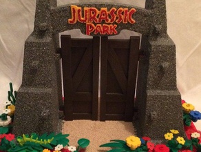 jurassic park gate lego Basis Requisiten 3d print model - Mito3D