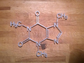 caffeine biology coffee molecule structural formula 3d print model - Mito3D