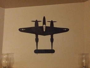 p-38 wall decal decor airplane decoration hanger mounted 3d print model - Mito3D