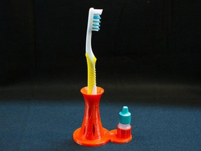 cepillo de dientes & gota titular la botella cuarto baño gotas para los ojos hol 3d print model - Mito3D