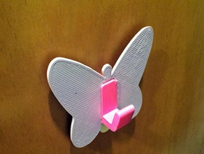 butterfly wall hook 3m command strip decor strips mount 3d print model - Mito3D