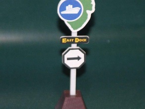 jurassic park east dock sinal de fiação seta adereços 3d print model - Mito3D