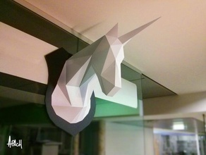 unicorn trofeo arredamento cervi lowpoly il unicorno 3d print model - Mito3D