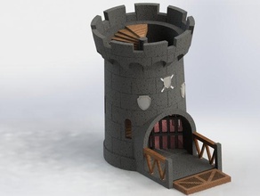 castle dice tower moveable gate toy & game accessories boardgames board games dd dicetower dnd thrones got medival models pencil pencilholder cup holder pen toolbox tool wargames 3d print model - Mito3D