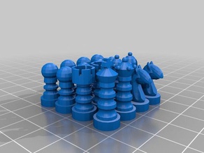 micro-piezas de ajedrez La impresión en 3d el juego micro mini miniatura bolsillo portable pequeño 3d print model - Mito3D