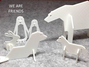 simple animals 4 - polar series animal bear fox penguin rabbit seal 3d print model - Mito3D