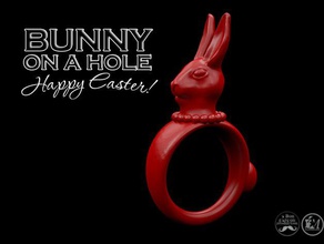 bunny hole psssst it's rabbit but's easter so jewelry bling bunnies deer diamond dutch fashion gold holiday ring 3d print model - Mito3D