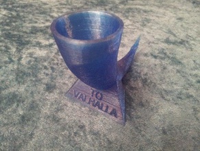 valhalla shot glass kitchen & dining funny horn party shotglass viking 3d print model - Mito3D
