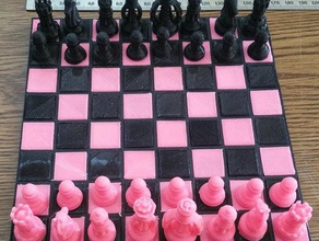 simple chessboard chess black board pink 3d print model - Mito3D