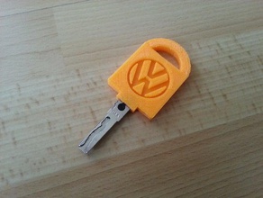 vehicle key bow replacement + volkswagen logo hole transponder automotive car cap cover lock vw 3d print model - Mito3D