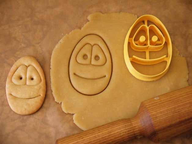 pascua feliz huevo cortador de galletas cocina y comedor hornear las cookie la emoción me alegro alegría positivo sonrisa 3D print model - Mito3D
