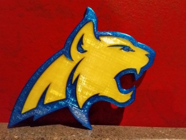 montana state bobcats animals dual color snap together 3D print model - Mito3D