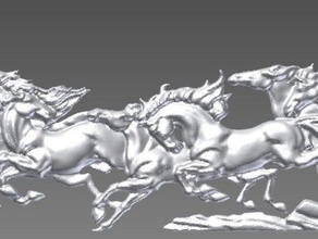 kabartma koşan atlar tarama ve kopyaları 3d rahatlama çalışan 3d print model - Mito3D